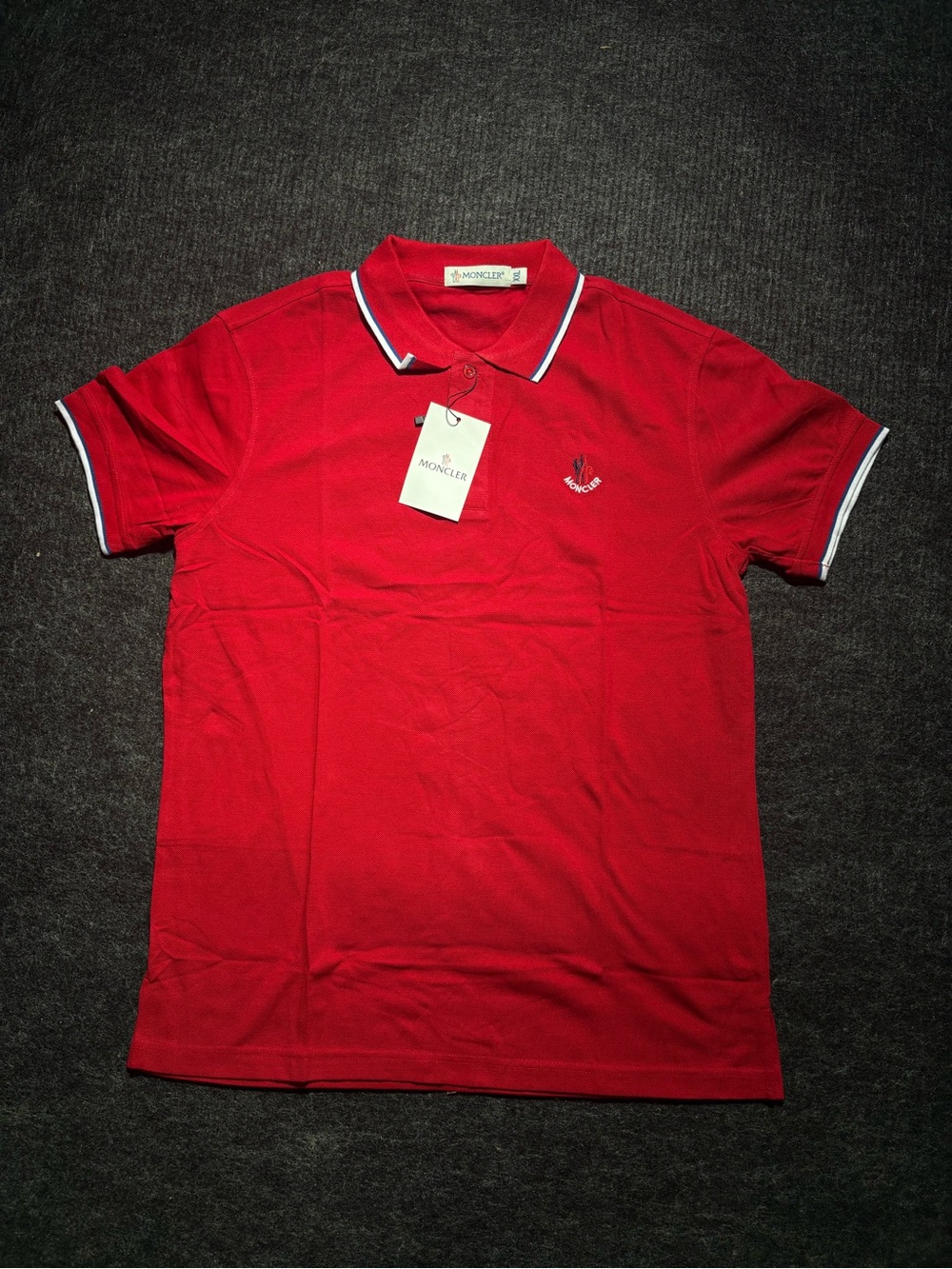 Moncler Men's Red Polo Shirt Size XXL